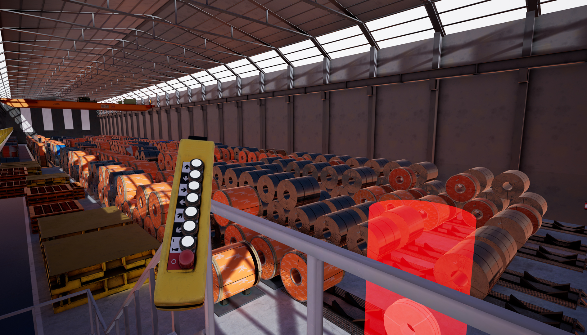 Simulador en realidad virtual de puente grúa con mando hecho en Unreal Engine 4 Vista general Vista desde escalera